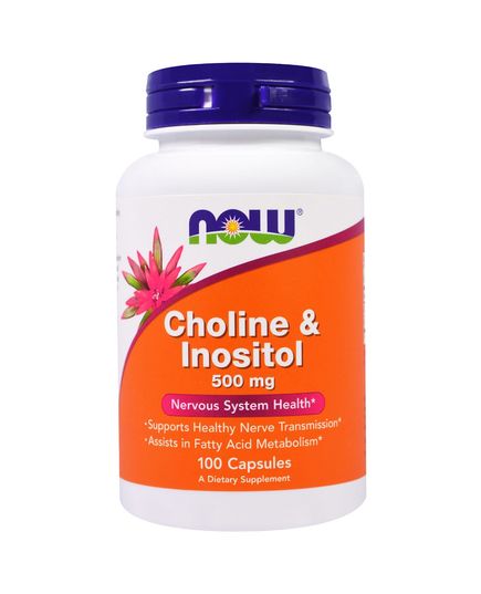 Холин (В4) и Инозитол (В8), Choline & Inositol, Now Foods, 500 мг, 100 вегетарианских капсул 